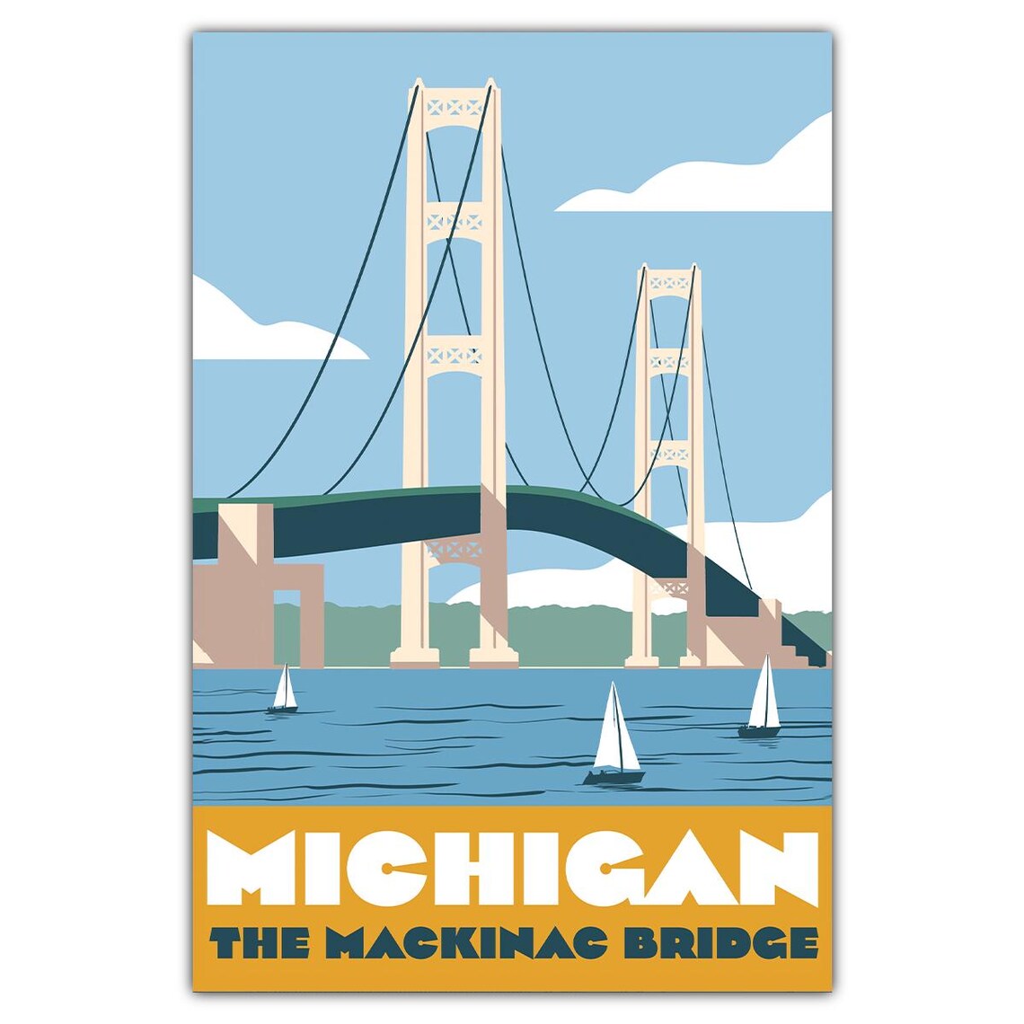 Michigan Mackinac Bridge Travel Poster