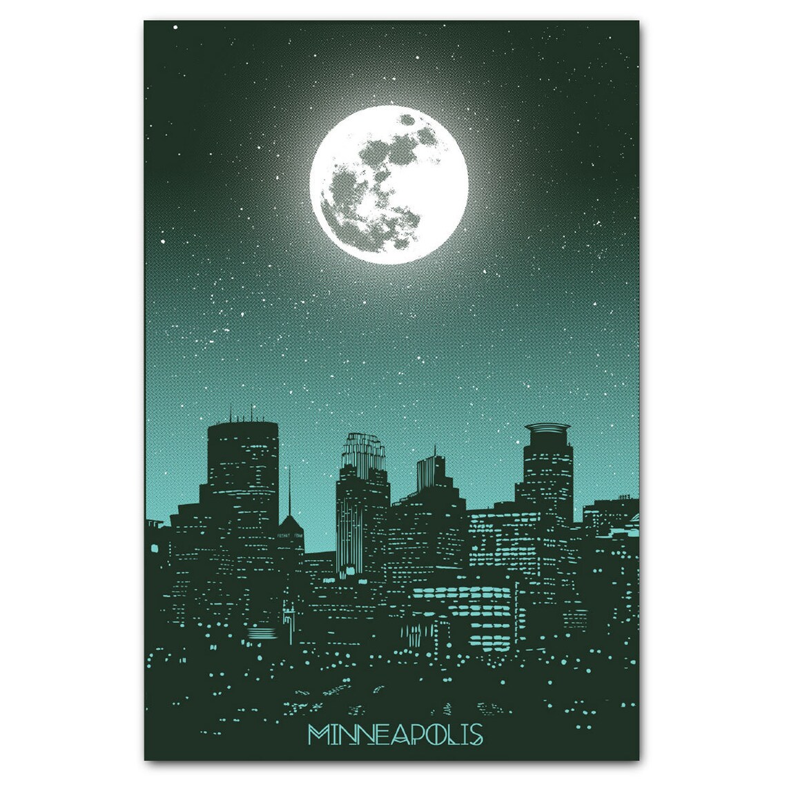 Minneapolis Moon Travel Poster, Celestial Art Print