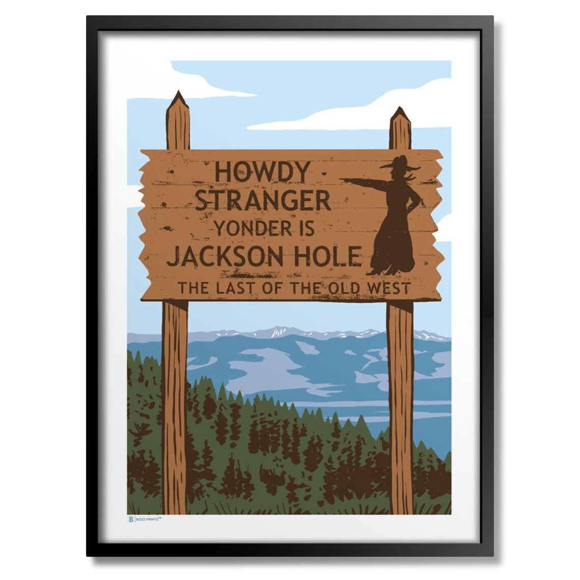 Jackson Hole Howdy Sign Art Print