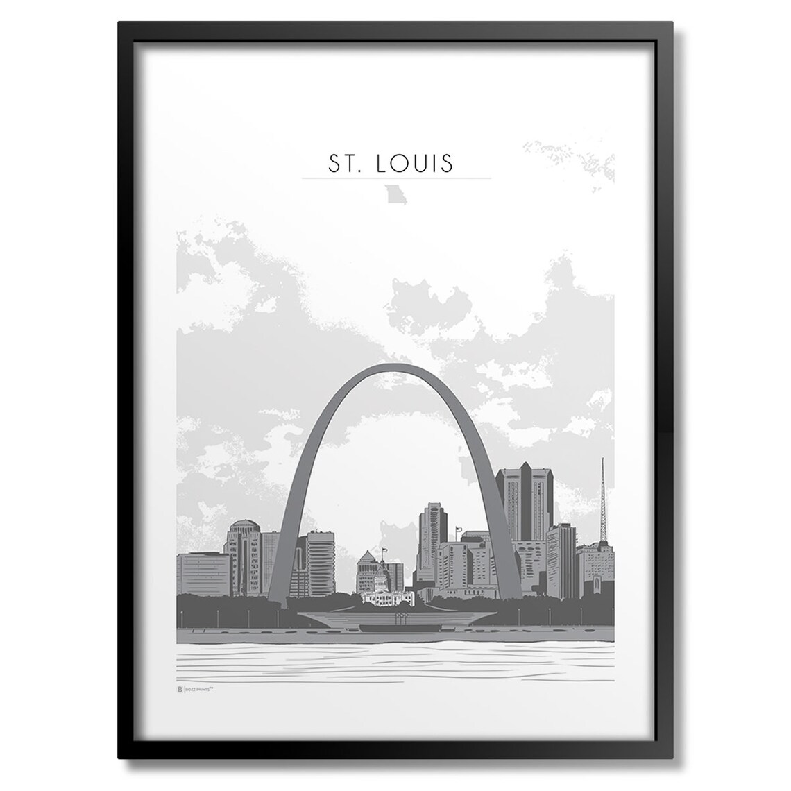 St Louis Skyline Travel Poster, City View Print