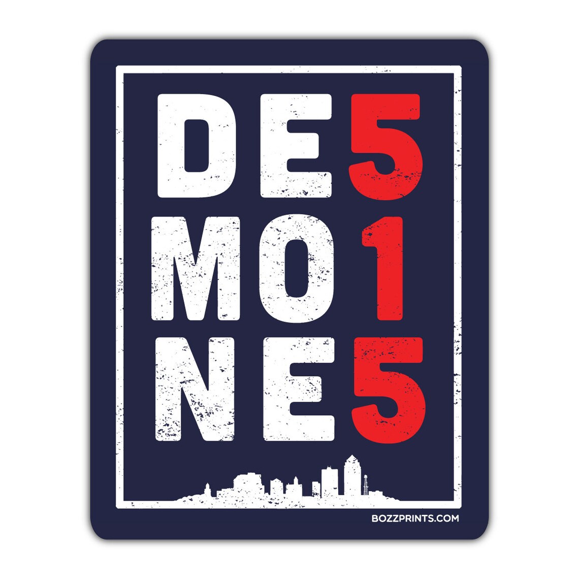 Des Moines 515 Travel Poster, City Name
