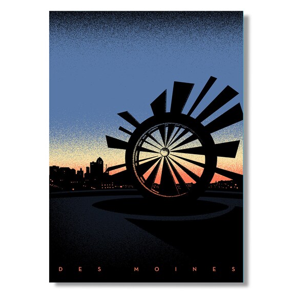Des Moines Shattering Silence Sculpture Poster Blue Sky Modern Art Decor
