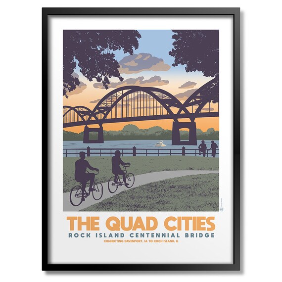 Quad Cities Centennial Bridge Travel Poster