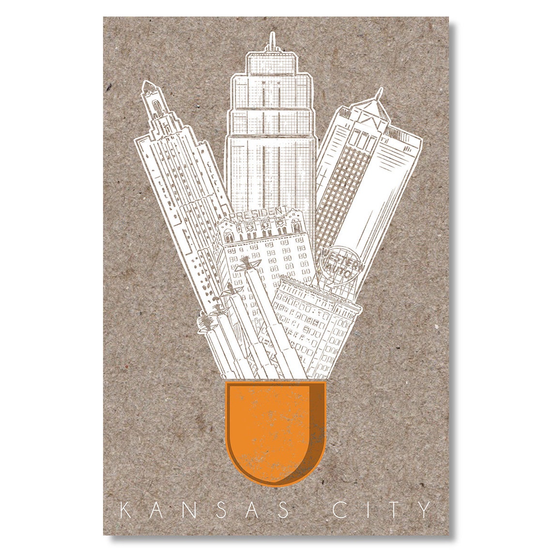 Kansas City Skyline In A Pill Capsule Pop Art City Scape Poster