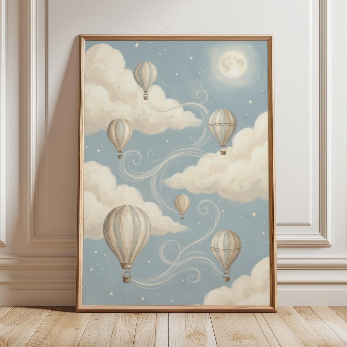 Vintage Hot Air Balloon Nursery Wall Art Print