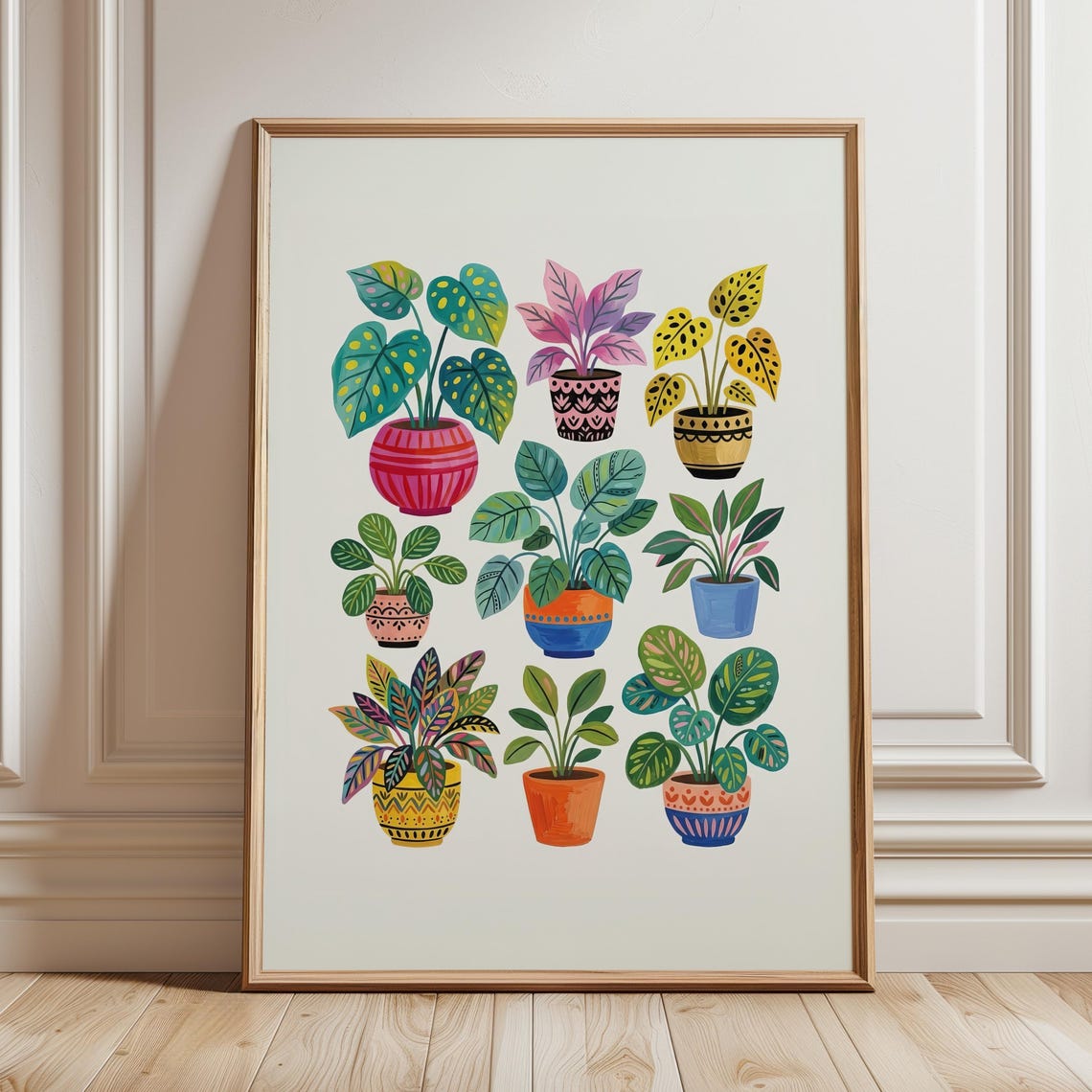 Colourful Potted Houseplants Botanical Dopamine Decor Poster