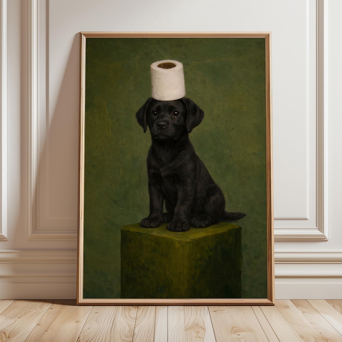 Black Labrador Funny Bathroom Decor, Lab Painting