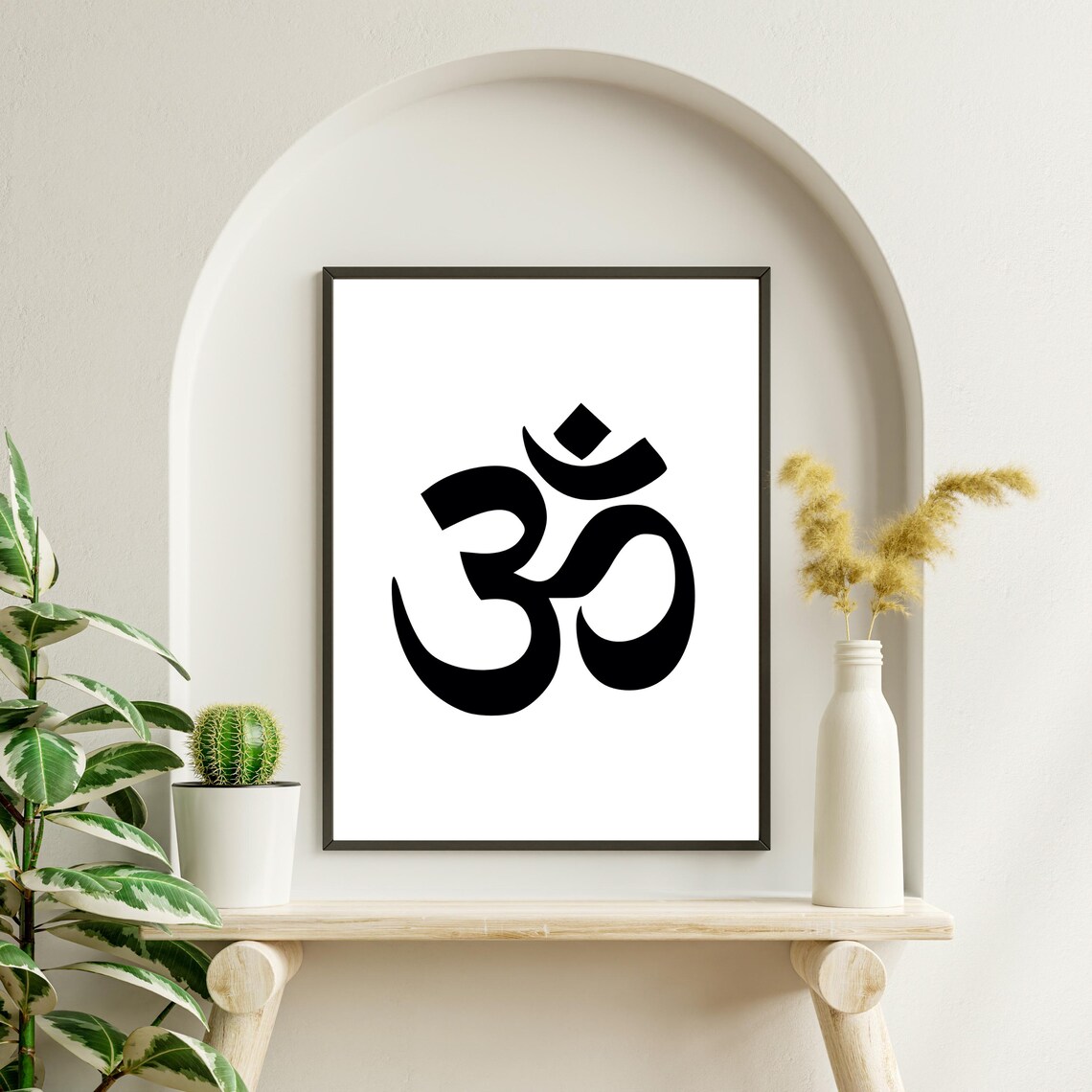 Om Symbol Spiritual Black And White Meditation Minimalist Poster - Image 4