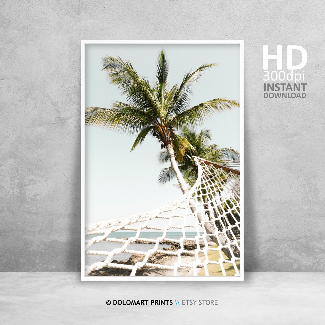 Palm Tree and Hammock on Tropical Beach Relaxing Photography Poster