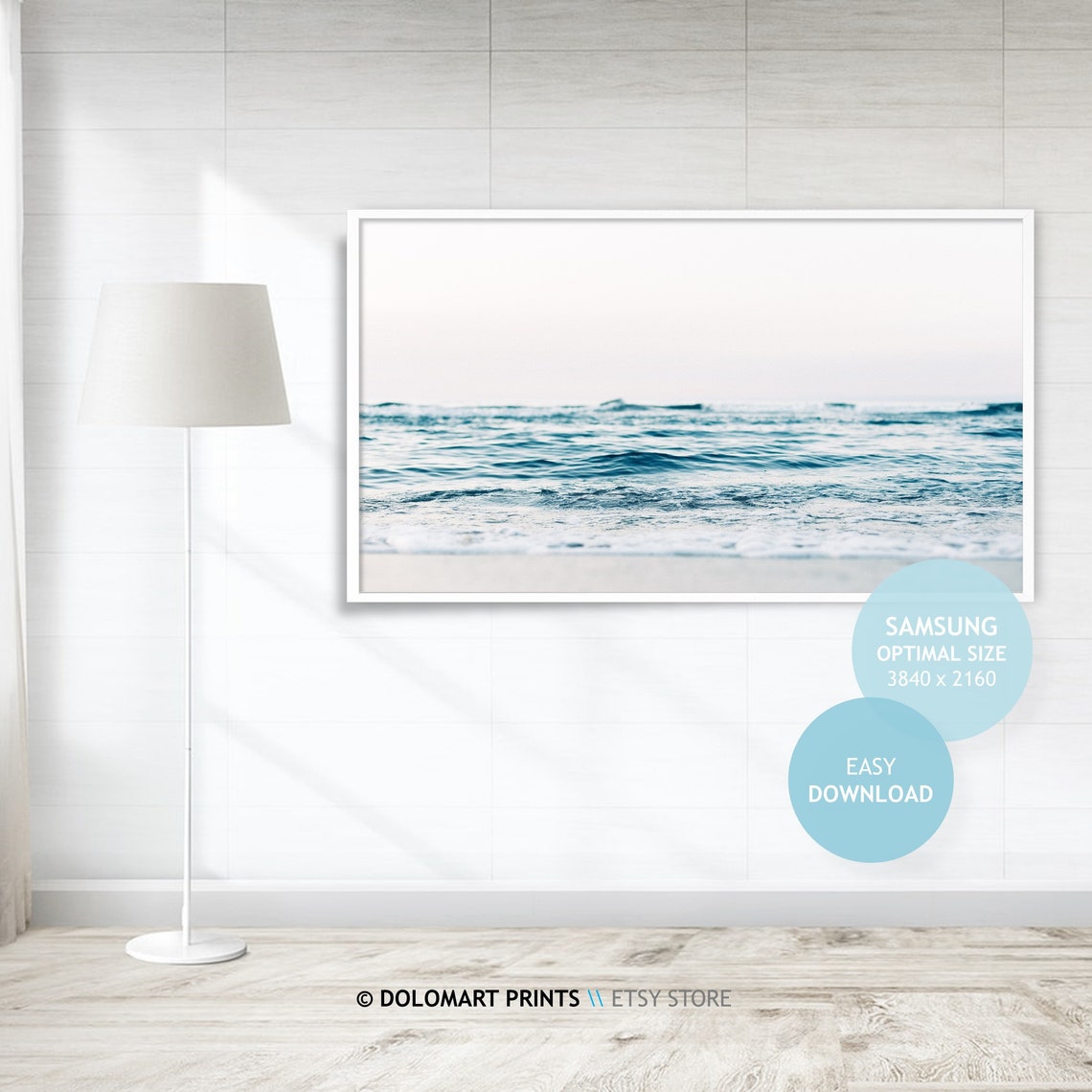 Calm Ocean Waves Minimal Blue Seascape Frame TV Digital Poster - Image 4