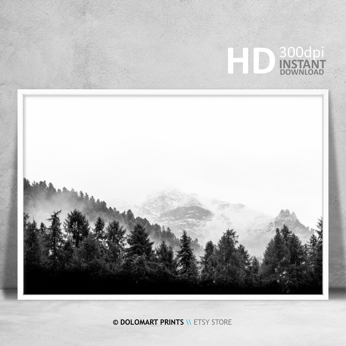 Black And White Woodland Modern Wall Art Print