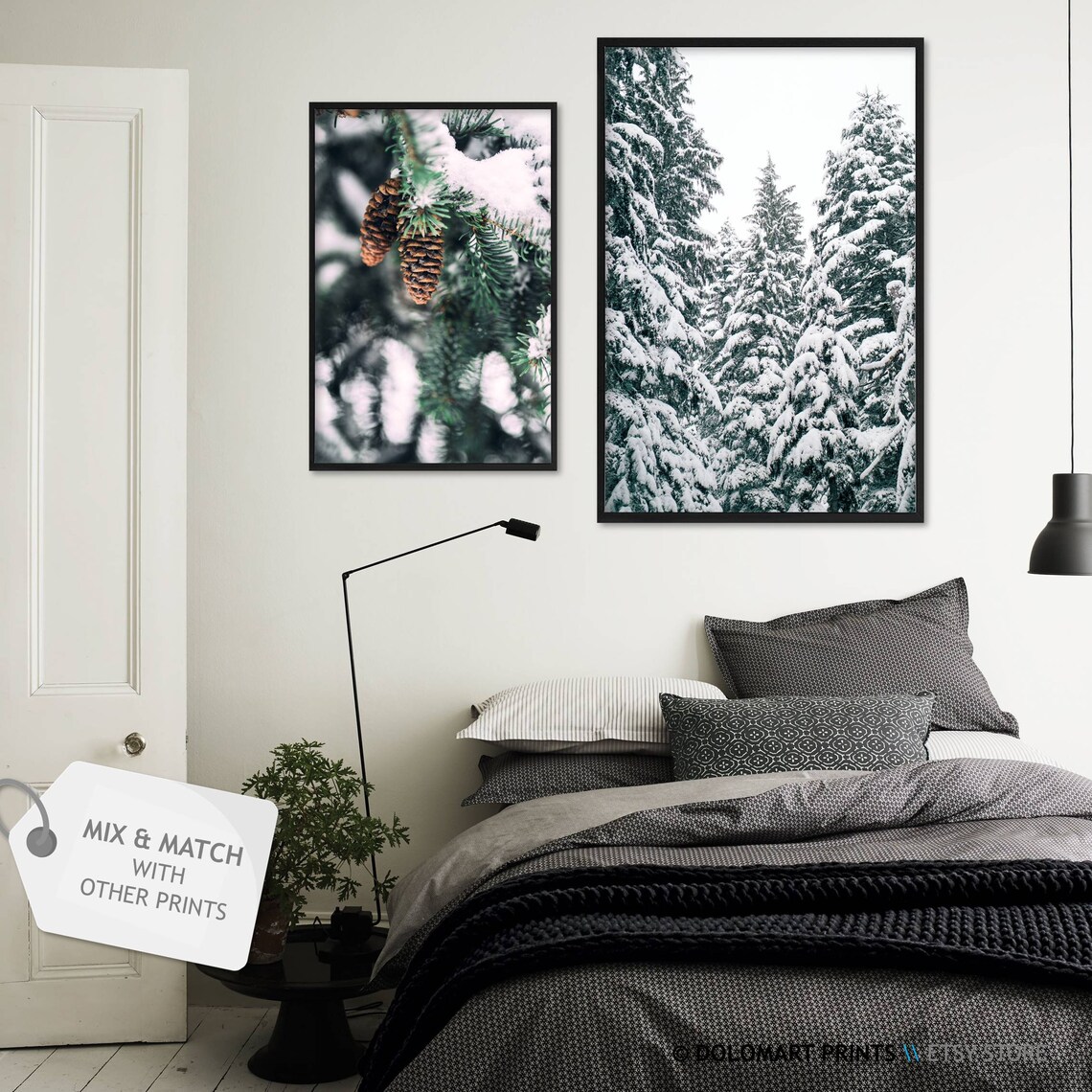 Christmas Pine Tree Snow Forest Art Print - Image 2