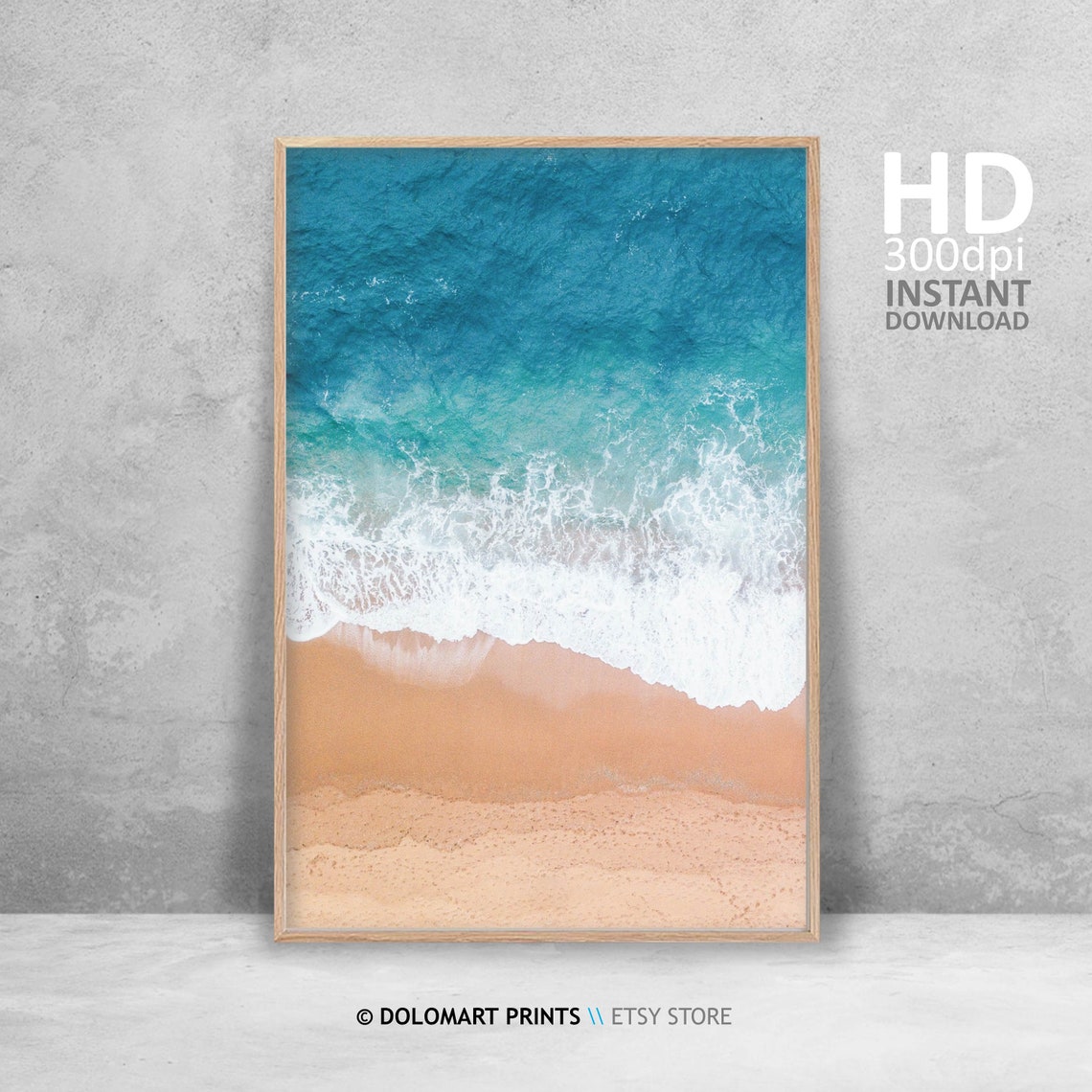 Aerial View of Surf Foam Over Turquoise Water and Sand Poster - Image 4