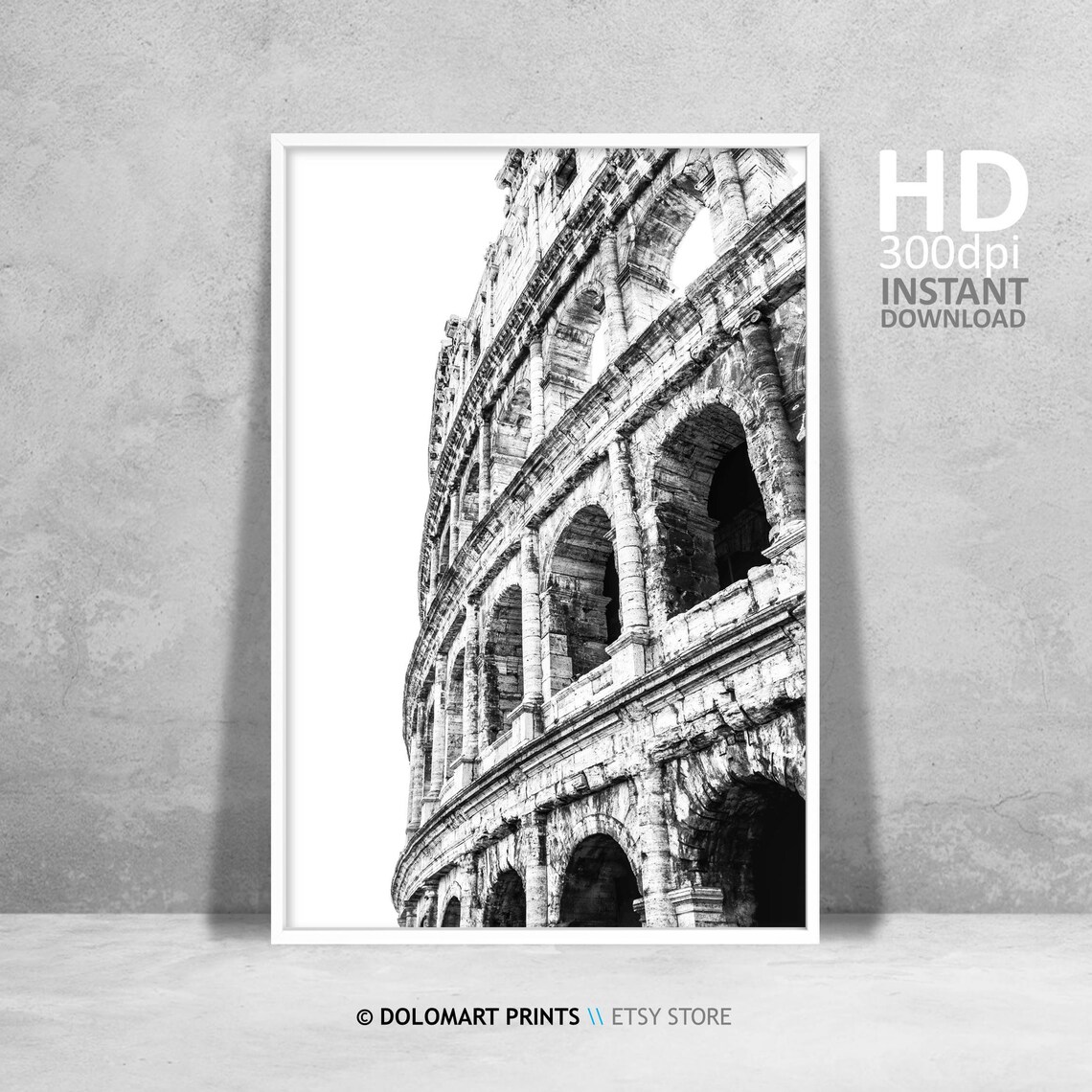 Rome Black And White Colosseum Travel Poster