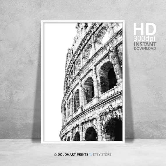 Rome Black And White Colosseum Travel Poster