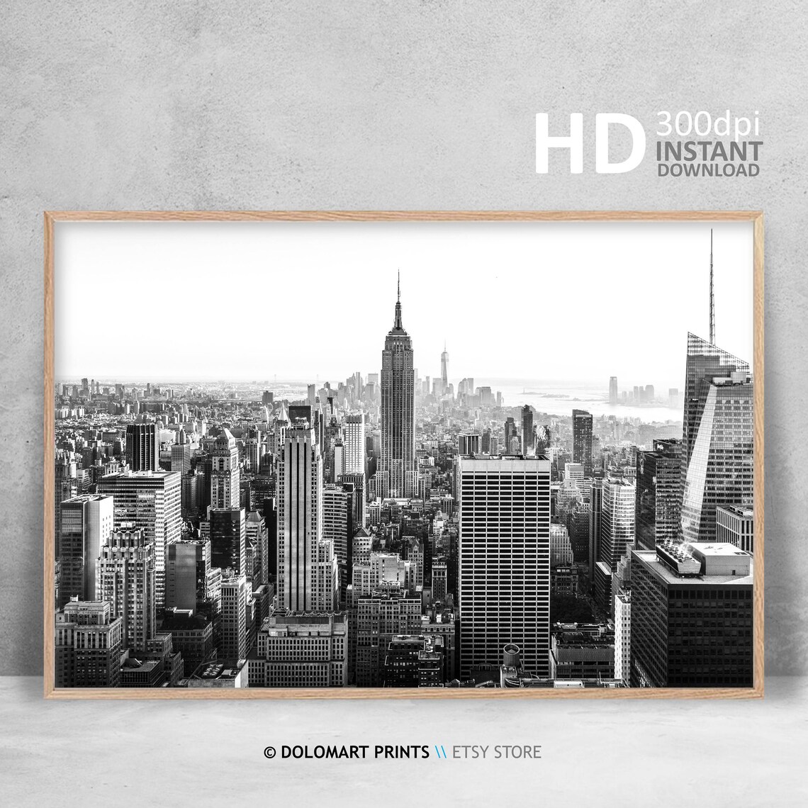 New York Black and White Skyline Art Print - Image 4