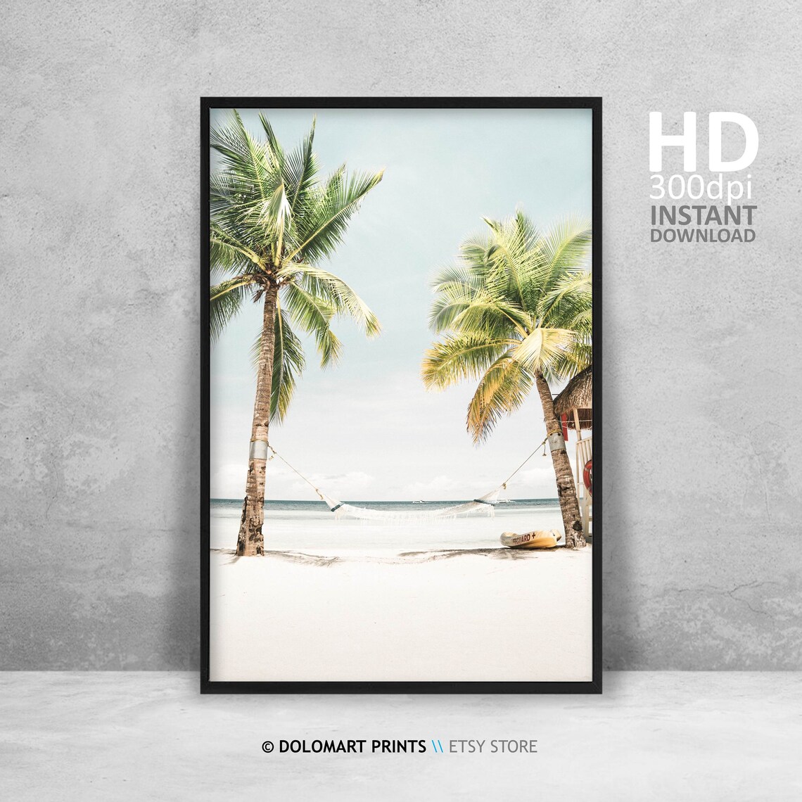Vintage Ocean Beach Palm Tree Travel Poster - Image 4