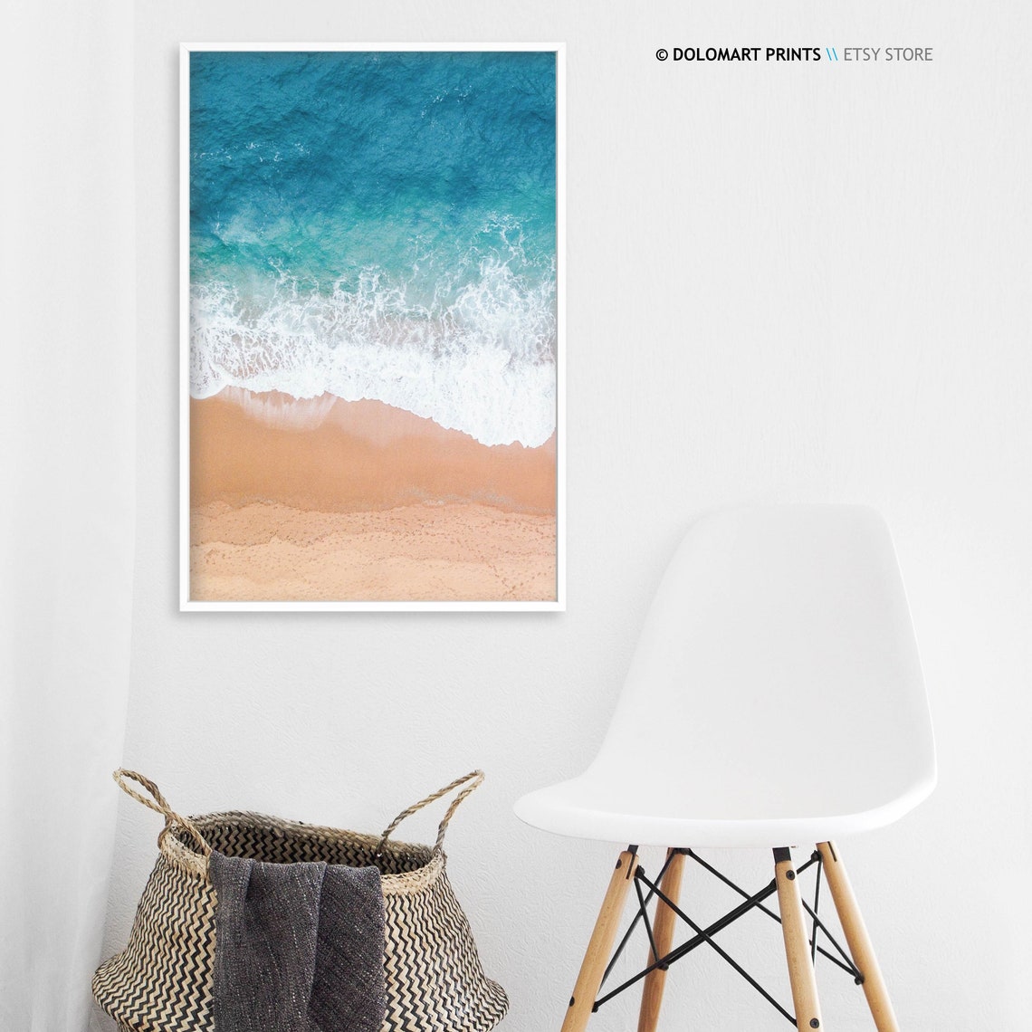 Aerial View of Surf Foam Over Turquoise Water and Sand Poster - Image 3