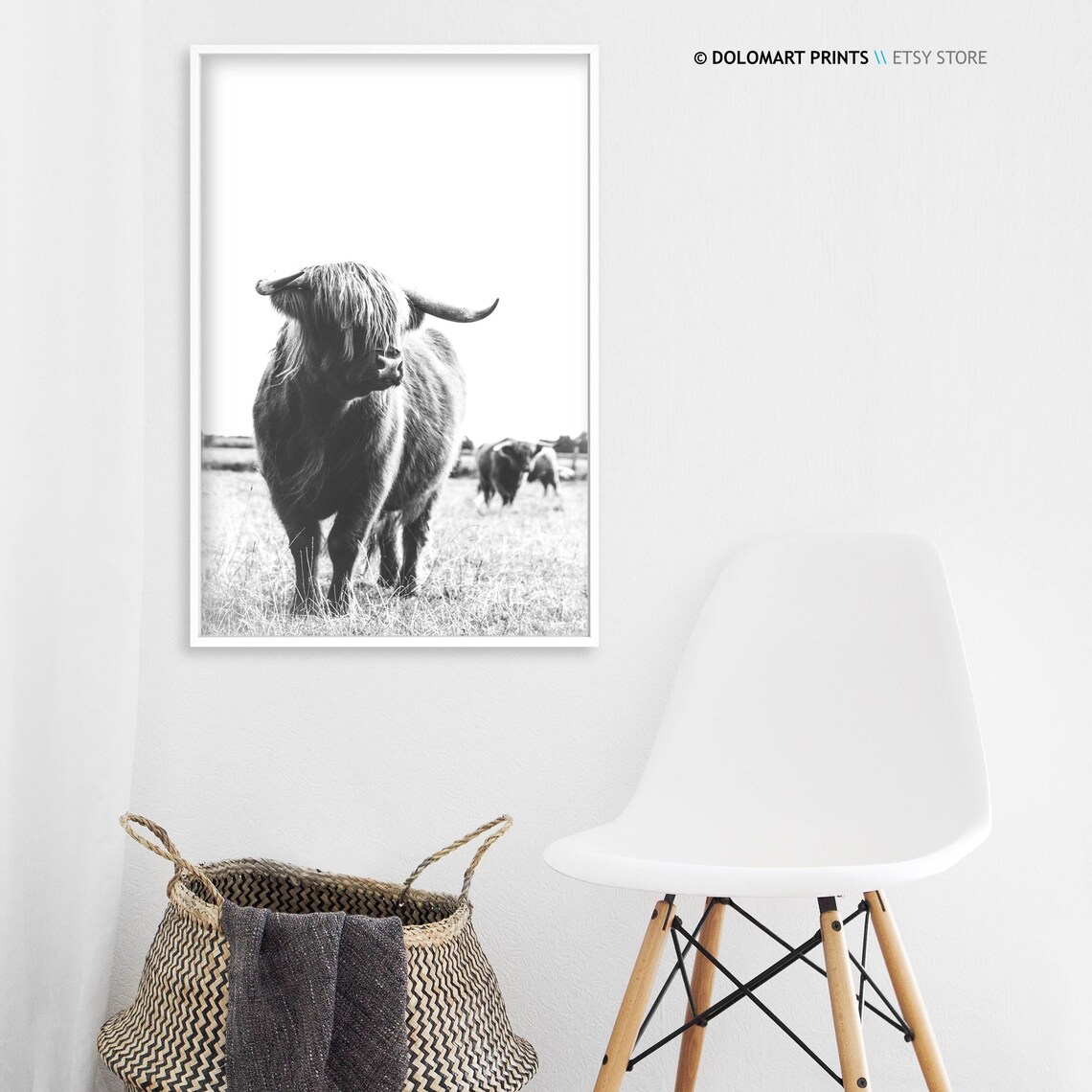 Highland Cow Print, Nursery Farm Animal Art Poster - Image 3