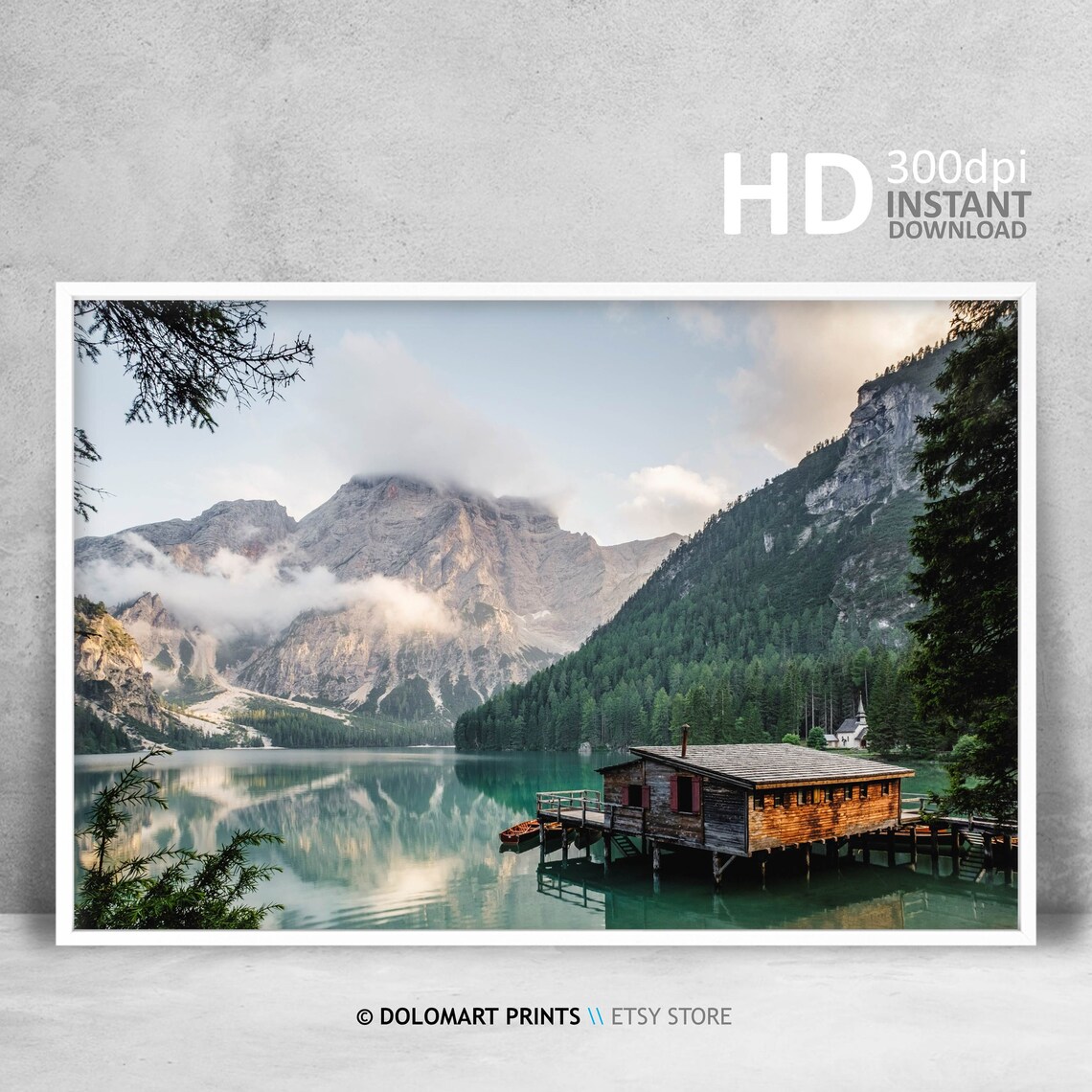 Pragser Wildsee Braies Lake Mountain Photo Print