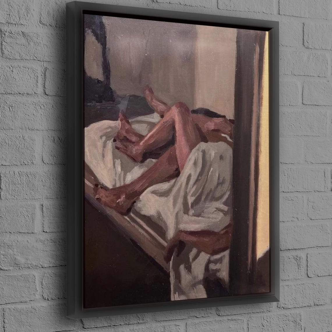 Naked Couple Embracing Kissing Art Print