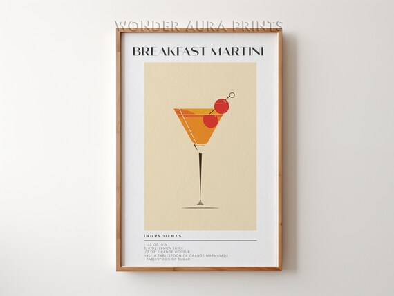 Breakfast Martini Classic Cocktail Recipe Minimalist Bar Cart Print