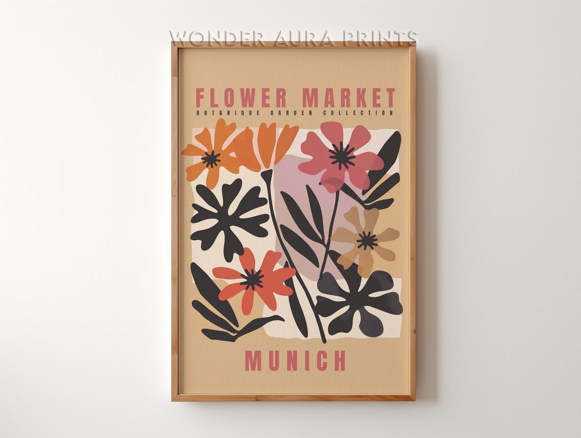Munich Flower Market Retro Botanical Garden Collection Art Print