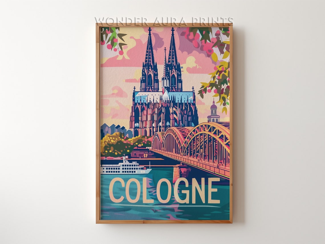Cologne Cathedral Hohenzollern Bridge Sunset Riverside Poster