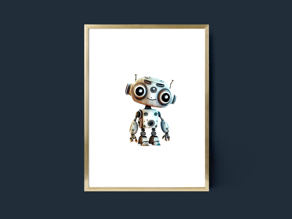 Cute Smiling Vintage Robot Toy Kids Room Nursery Decor Art Print - Image 3