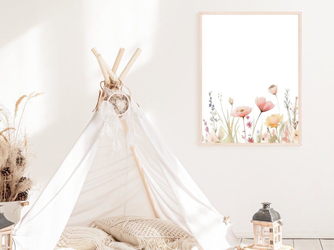 Pastel Wildflower Meadow Watercolor Botanical Girls Room Poster - Image 4