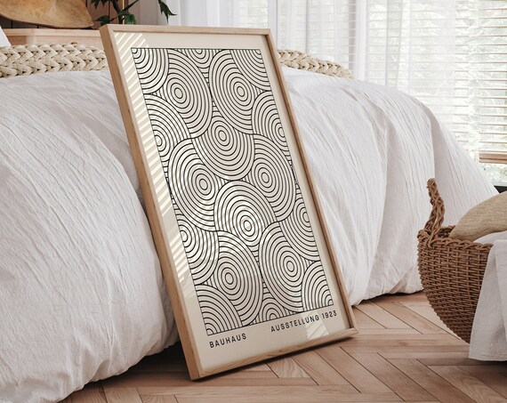 Beige And Black Minimalist Geometric Wall Art Bauhaus Print Mid Century Modern Neutral Simple Print 1931
