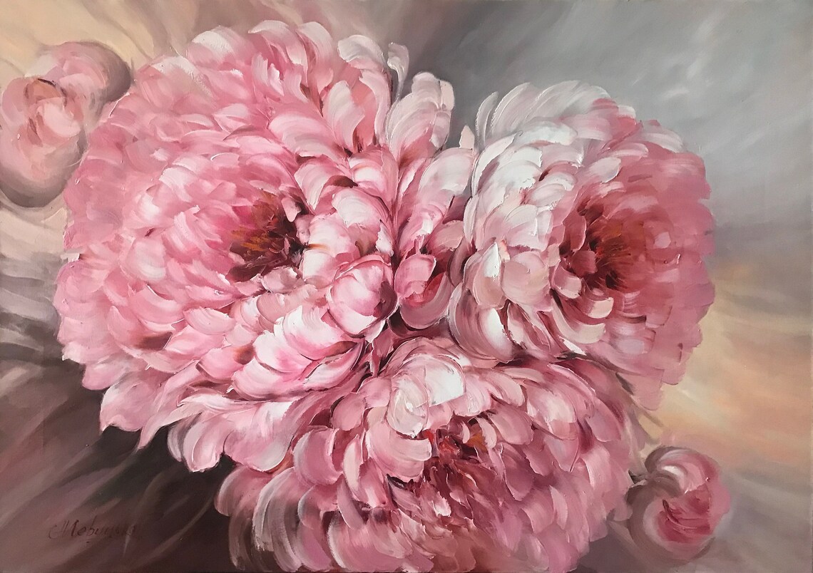 Pink Peonies Oil-Painting-Style Floral Art Print - Image 2
