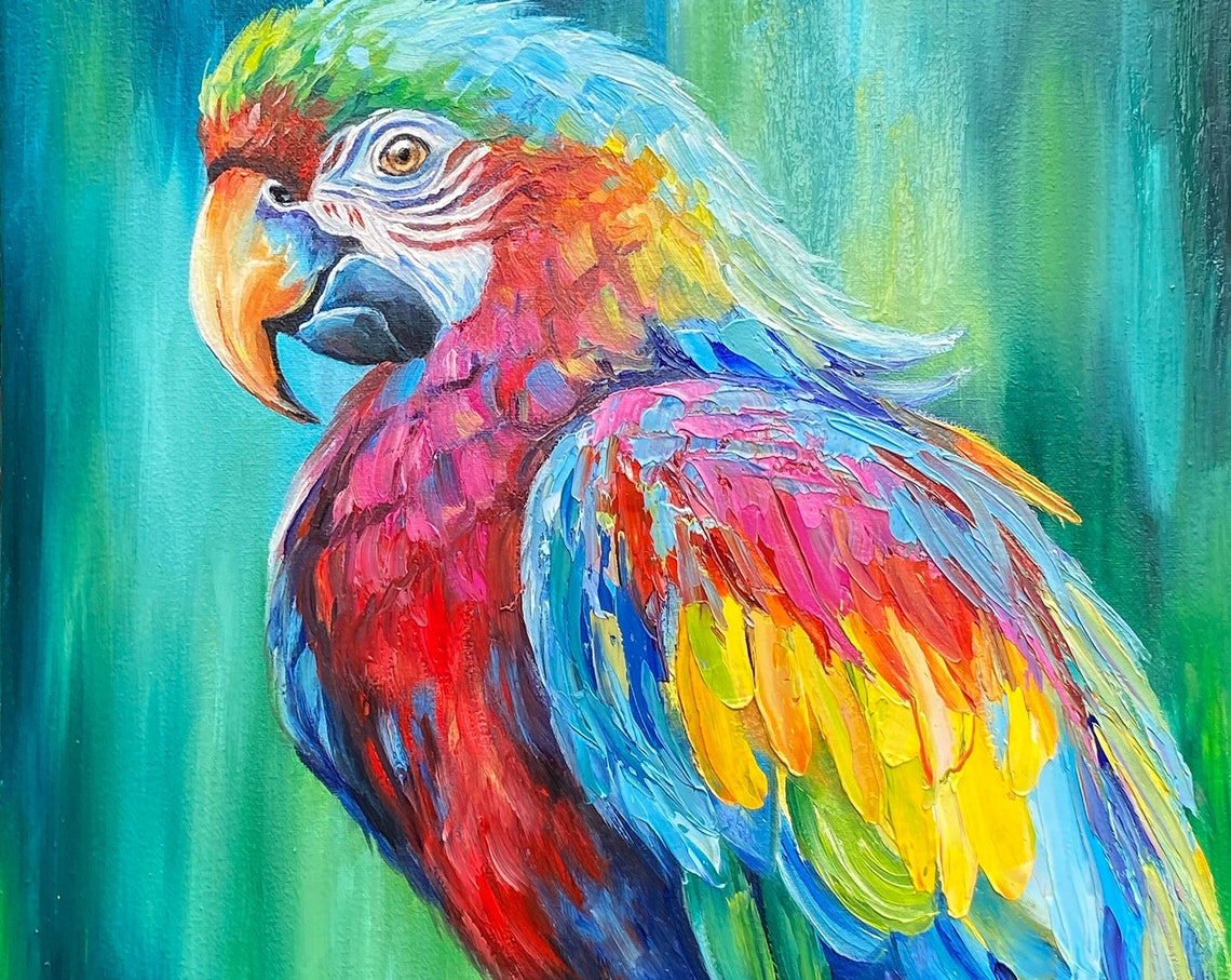 Colorful Parrot Portrait Macaw Rainbow Feathers Tropical Bird Poster