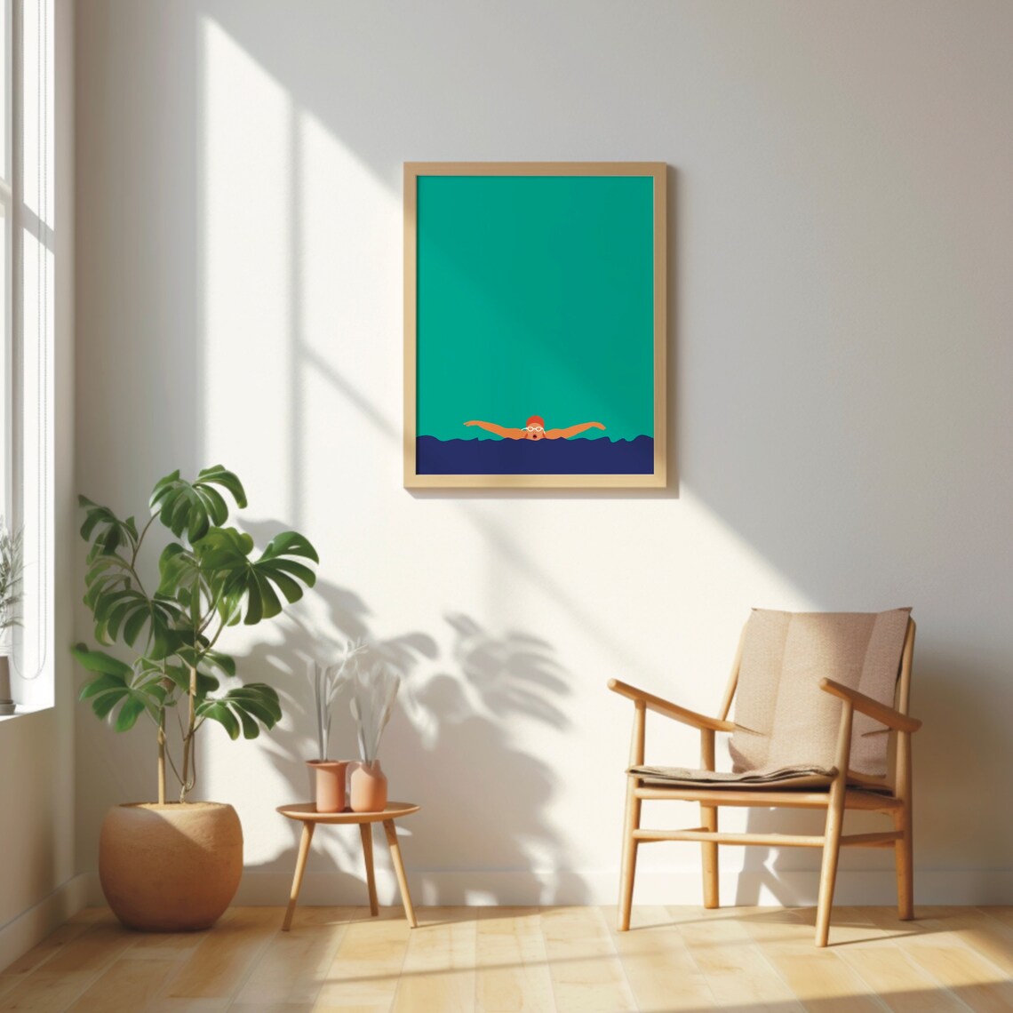 Swimmer Poster, Minimal Modern Sport Art Print - Image 2