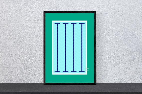 Swimming Pool Lane Ropes Teal Minimal Overhead View Art Poster