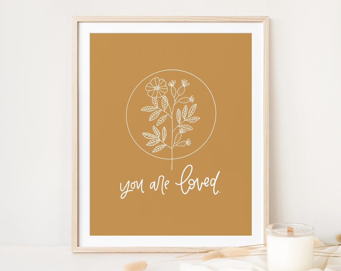 Enneagram 2 You Are Loved Affirmation Print Positive Nature Botanical Encouraging Gifts Boho Wall Decor