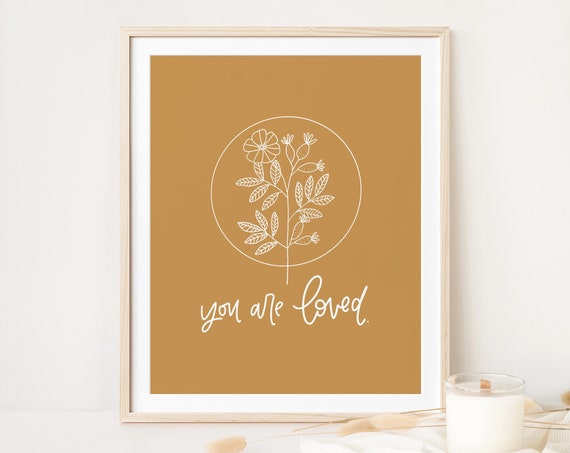 Enneagram 2 You Are Loved Affirmation Print Positive Nature Botanical Encouraging Gifts Boho Wall Decor