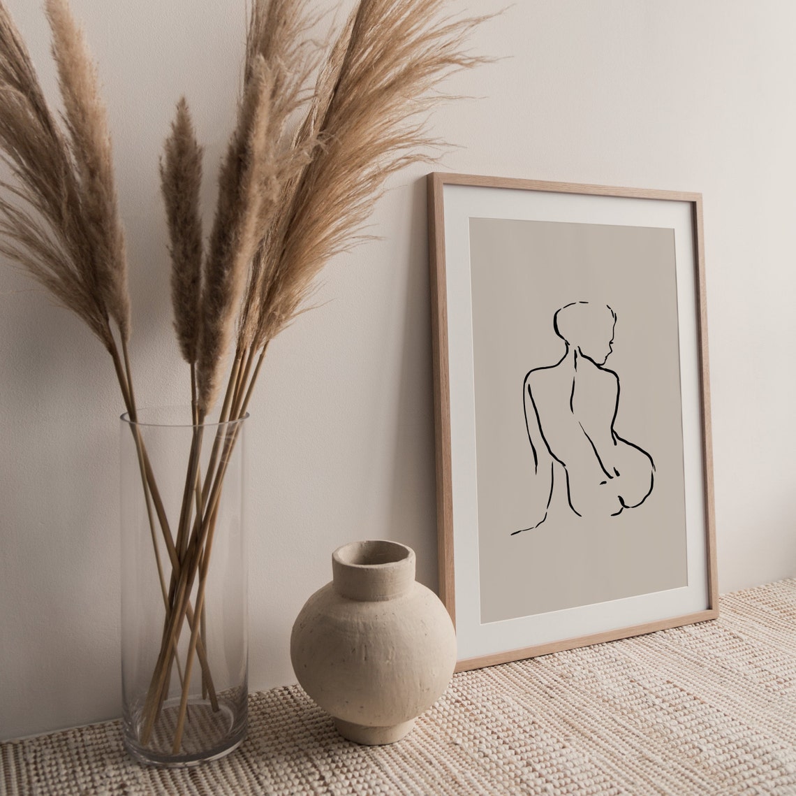 Abstract Female Figure One Line Art Nude Sketch Decor Poster - Image 2