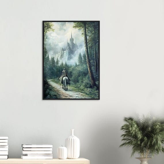 Framed Knight Castle Art Print Dark Academia Medieval Decor