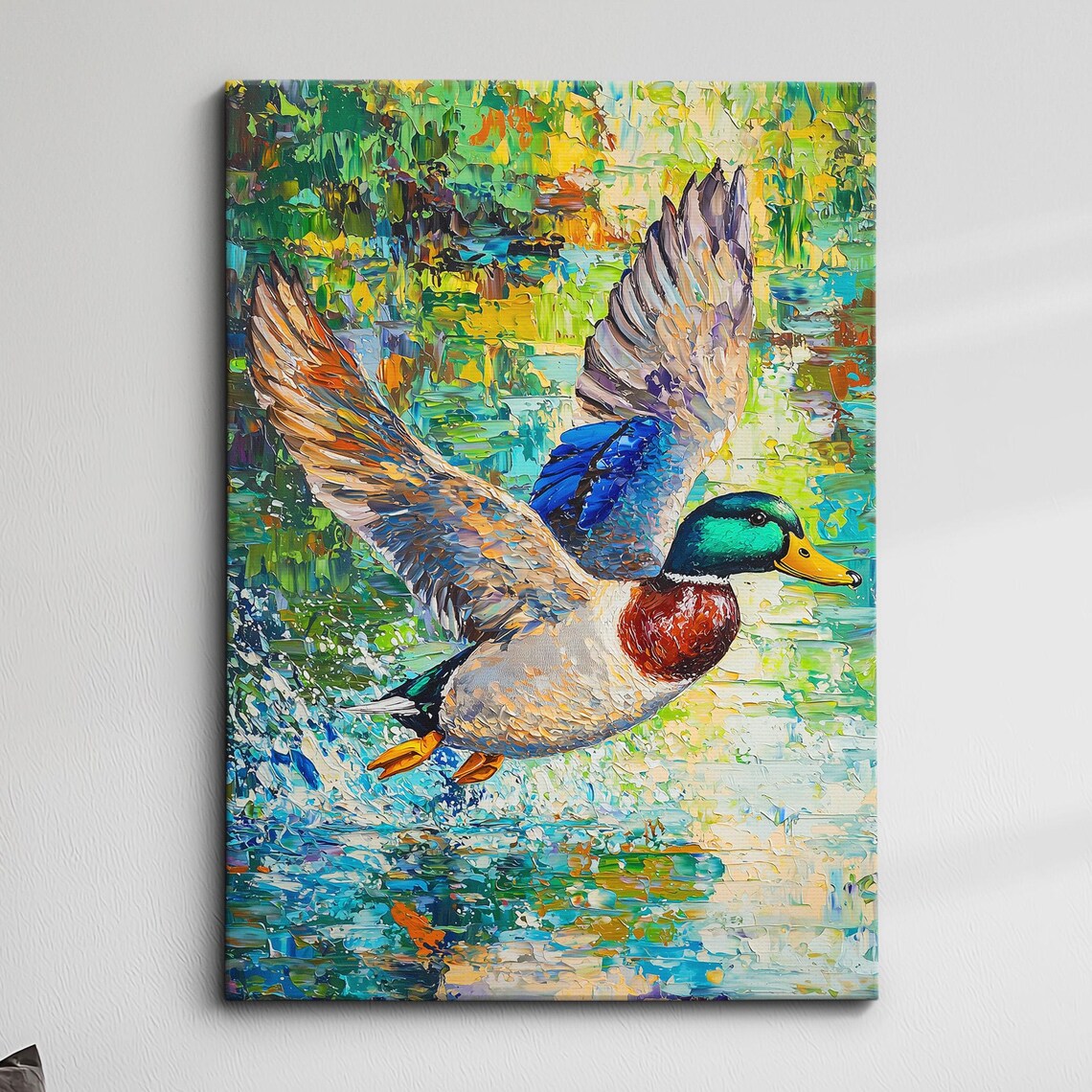 Duck Oil Painting Art Print, Bird Lover Decor