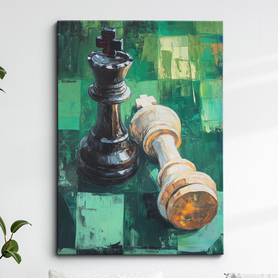 Chess Kings Checkmate Still Life Oil Painting Game Room Art Poster