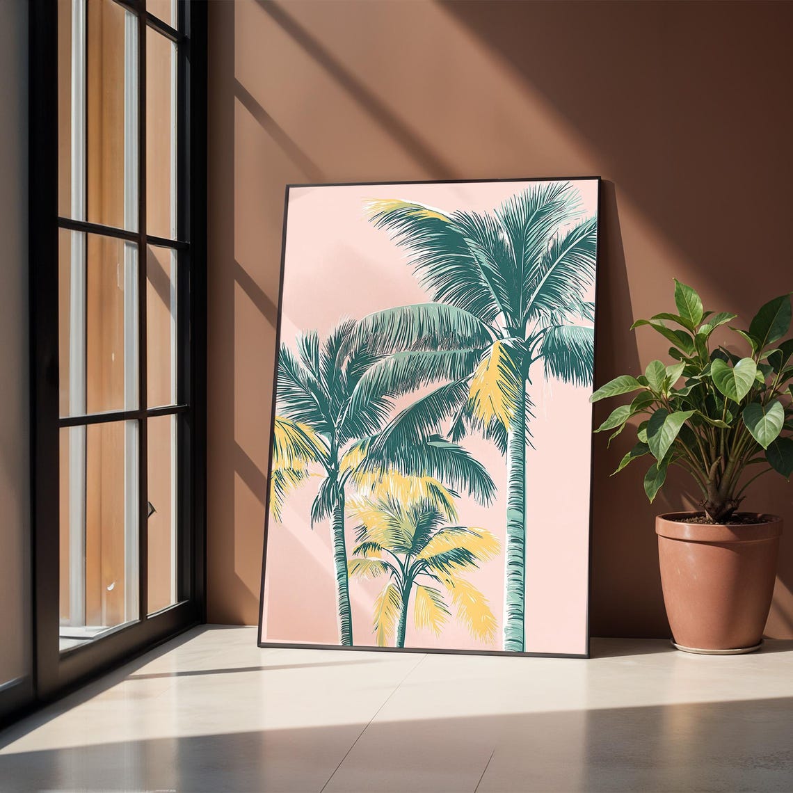 Palm Trees Pink Sky Poster Tropical Modern Coastal Wall Decor - Image 4