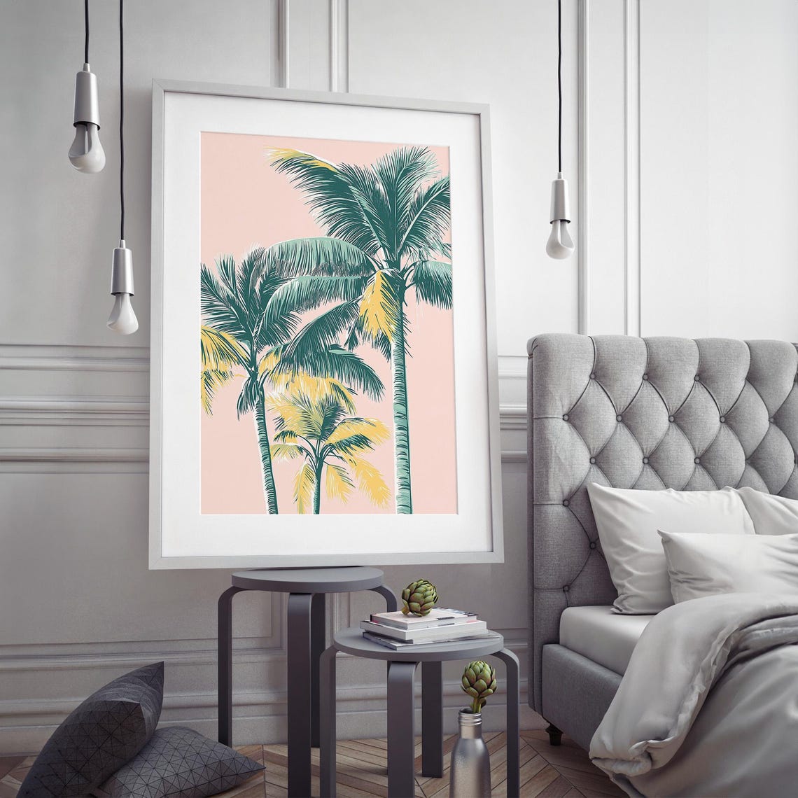 Palm Trees Pink Sky Poster Tropical Modern Coastal Wall Decor - Image 2