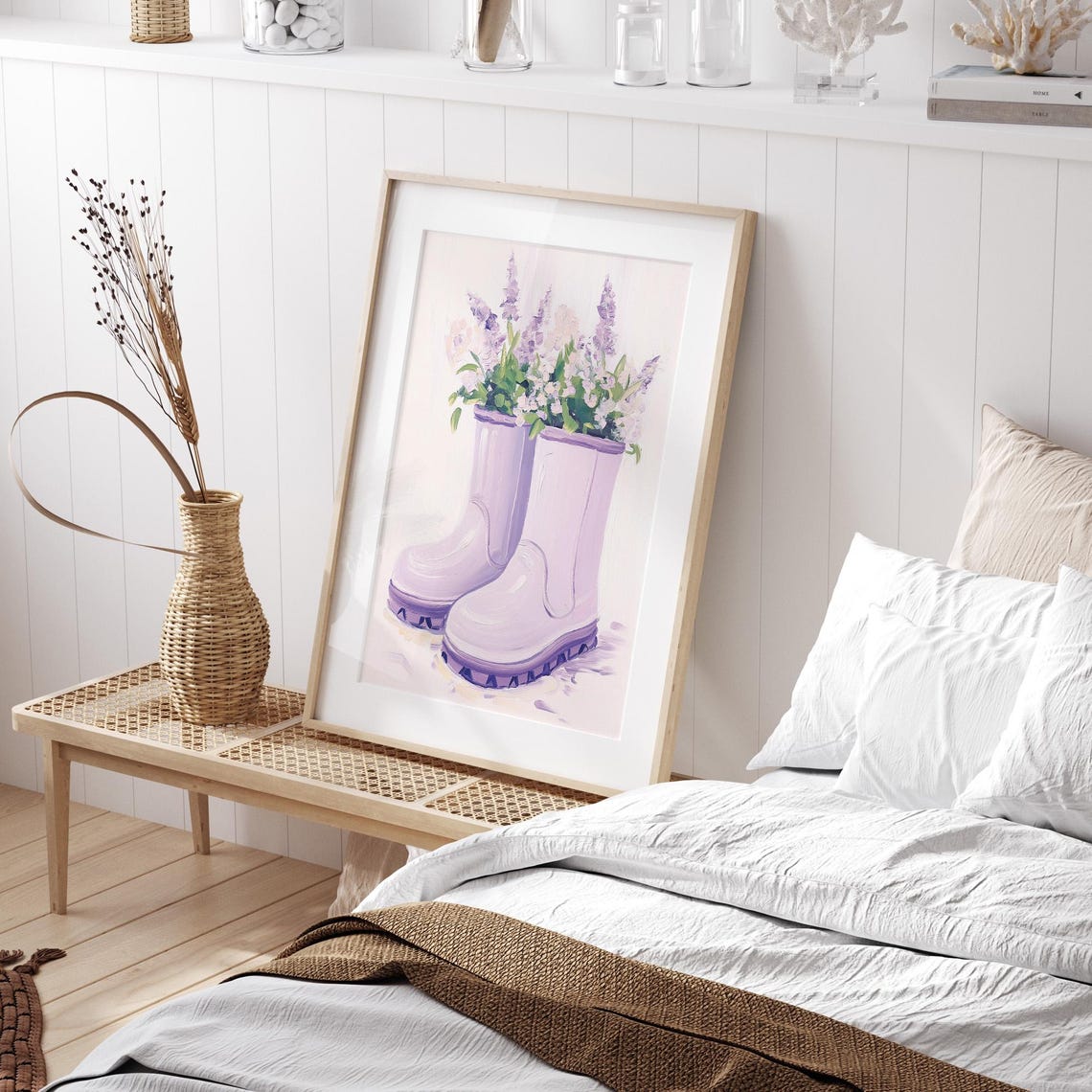 Purple Rain Boots with Lavender Flowers Watercolor Poster Charm - Image 4