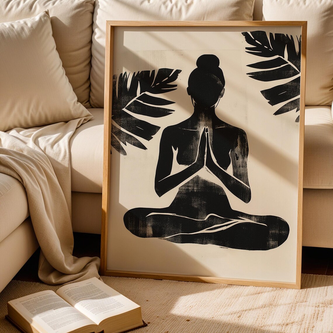 Minimalist Yoga Meditation Art Print, Boho Wellness - Image 2