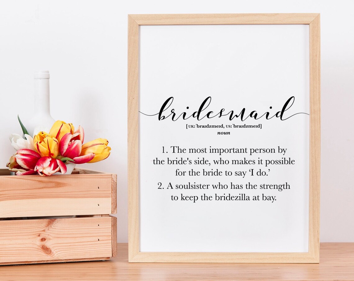 Bridesmaid Definition, Funny Thank You Art Print - Image 3