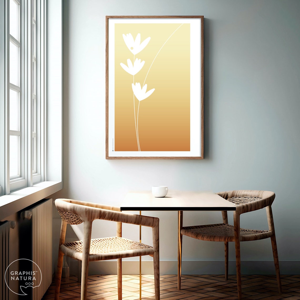 Golden Yellow Wildflower Poster White Blossoms Minimalist Art - Image 5