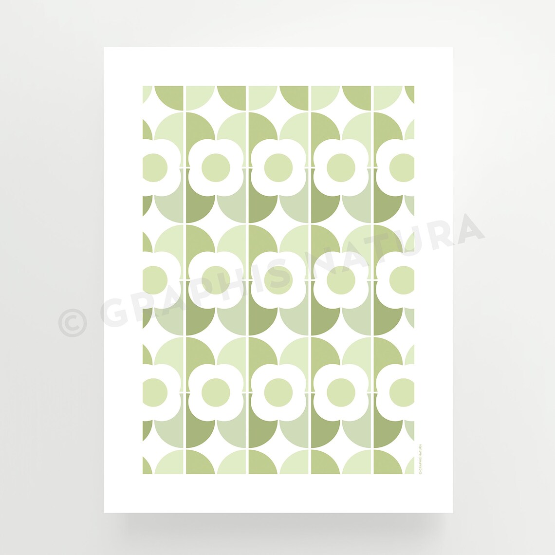 Green Scallop Geometric Flower Poster Mid Century Botanical Art - Image 3