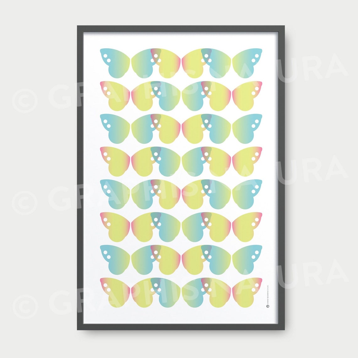 Pale Blue Butterfly Grid Minimalist Modern Insect Nature Poster - Image 2