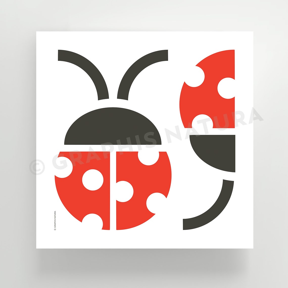 Abstract Red Ladybug Poster Geometric Insect Modern Pop Artwork - Image 2